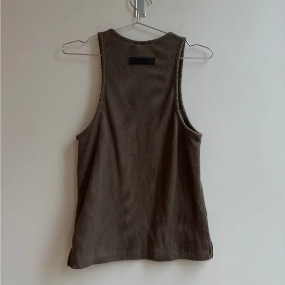 Fear of God Essentials Tank Top 'Wood' Number 77 Brown Racerback Ribbed Small - Picture 5 of 6